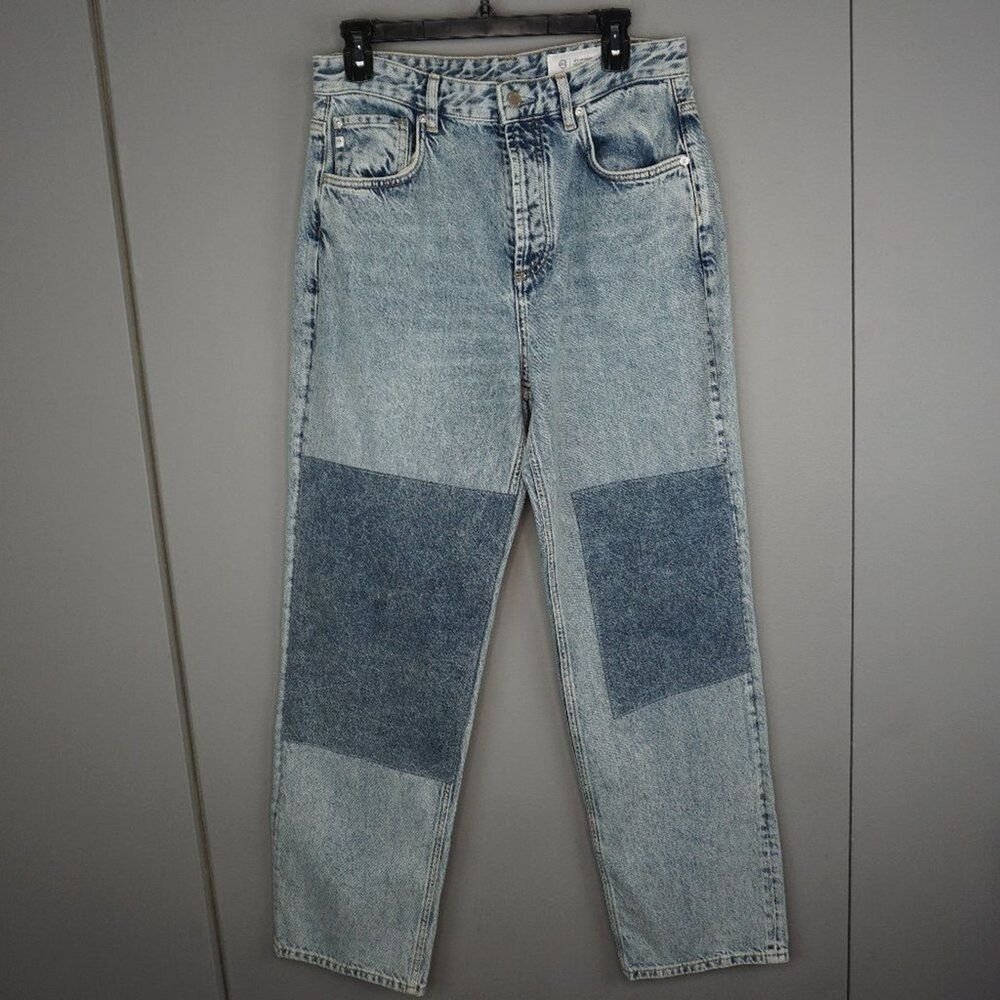 AG Women's Jeans Clove Patched Relaxed Fit Straight Leg Jeans in Nomad size 28